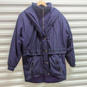 Vintage 90s Women's Size Large Purple Heavy Winter Coat Anorak Grandmacore